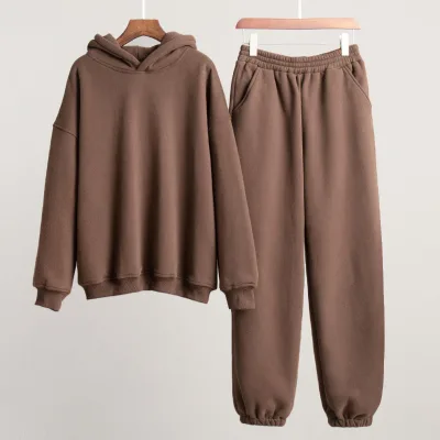 Wholesale Winter Heavyweight Cotton/Polyester Fleece Oversized Hoodie Sets Men Custom Embroidery Print Logo Tracksuit