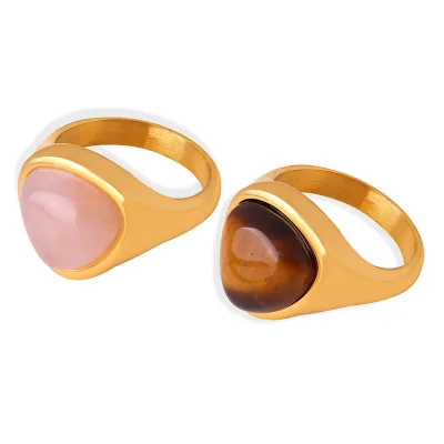 Best-selling Natural Praseodymium Crystal Natural Tiger-eye Stone Vintage Waterproof Luxury Elegant High Quality Rings