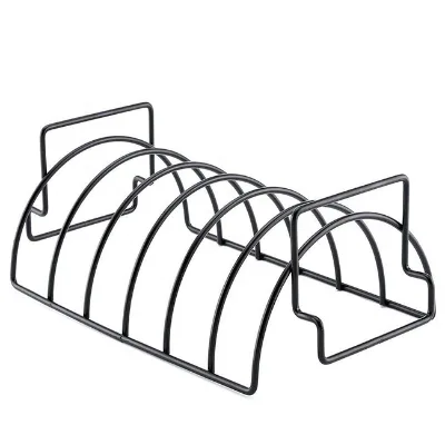 High Quality Stainless Steel Outdoor Grill Accessory Rack Rib Grill Holder Non-stick Paint BBQ Ribs Rack