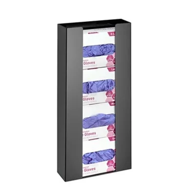 Top Loading Black Plastic Quad Glove Box Dispenser Wall Mounted Acrylic Glove Dispenser Box Holder for Home Kitchen