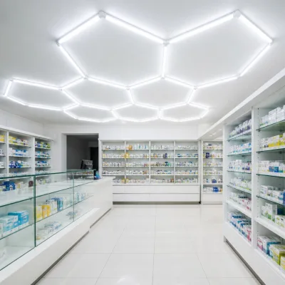 Hexagon LED Panel System for Pharmacy Drugstore Ceiling Lighting 6000K CRI 90