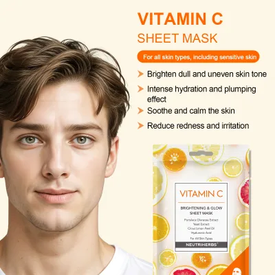 Moisturizing Correct Uneven Tone Texture Yeast Extract Hyaluronic Acid Brightening Cosmetic Skincare Vitamin C Men's Facial Mask