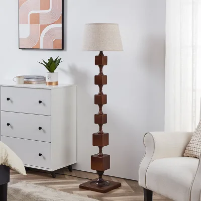 French Floor Lamp Study Living Room Retro New Chinese High Sense American Atmosphere Vertical Solid Wood Desk Lamp
