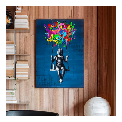 Dream Graffiti Modern Pop Art Blue Graffiti Canvas Paintings Wall Art Prints