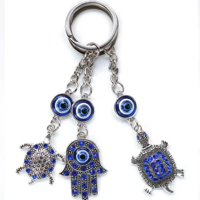 Glass Murano Eye Blue Evil Eye Keychain Good Luck Keyring Turtle Keychain