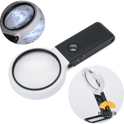 TH-7018A LED Illuminated Magnifier Folding Handheld Standing Magnifying Glass for Reading Repair Craft