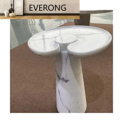 EV Century Modern White Carrara Marble Console Tables Side Table Carrara Marble Table