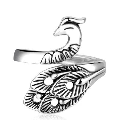 New Hot Sale Peacock Ring Simple Retro Stereoscopic Silver Hook Wool Belt Wire Artifact,for Finger Protection