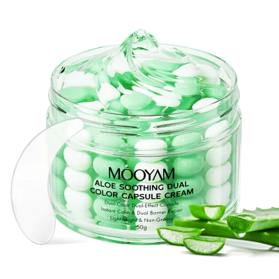Private Label OEM Skincare Factory Aloe Vera Hydrating Dual Color 50g Mooyam Capsule Cream