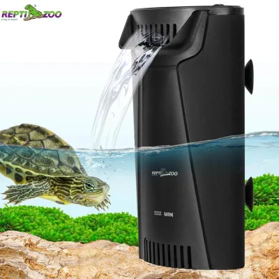 REPTIZOO Quiet Internal Filter 92GPH Aquarium Corner Filter with 3-Stage Bio-Filtration Flow Adjustable for Turtle Fish Tank