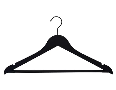 Anti slip Custom Black Plastic Cloth Hanger Hot Sale Rubber Coated Luxury Plastic Mens Suit Hangers