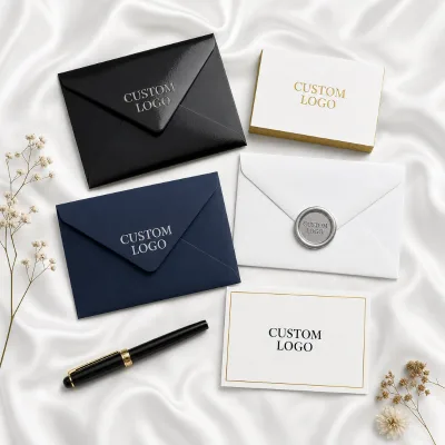 Luxury Custom Envelope With Pointed Flap and Wax Seal in Multiple Colors for Thank You Card Wholesale Supplier