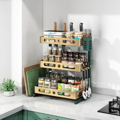 Kitchen Spice Organizer Rack Household Kitchen Rack Stainless Steel Bottle Holders Stainless Steel Kitchen Utensil Holder