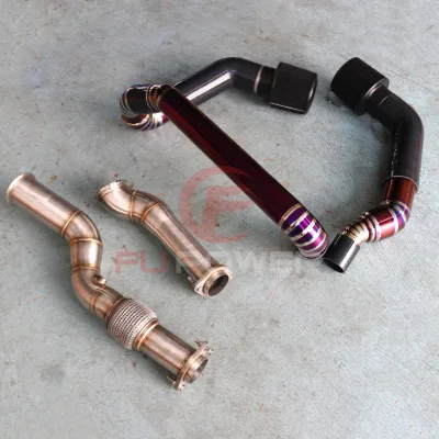 TITANIUM FRONT MOUNT AIR INTAKE KIT Stainless Steel DOWNPIPE S58 G80 G82 M3 M4 2021+