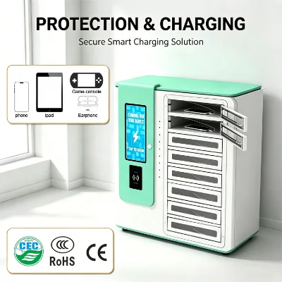 8-Slots Type-C Charging Locker Metal Shell 65W Fast Charging Station Support Password Face ID IC Card Unlock for Wholesale