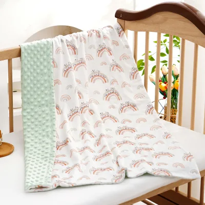Cute Newborn Warm Super Soft Animal Baby Comfortable Dot Swaddle Minky Blanket Plush Double Quilt Cover Blanket Kids Bedding