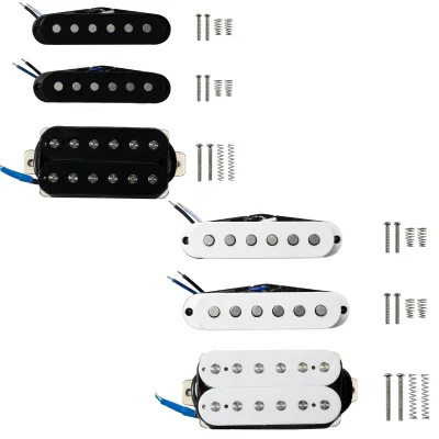 Alnico V Staggered Single Coil Pickup for Electric Guitar White Finish Stainless Steel & Plastic Construction