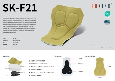 SOKIND Custom High-Density Multi Layer Cycling Seat Pad Perforated Design Quick Dry Breathable Eco-Friendly Spandex/Nylon for