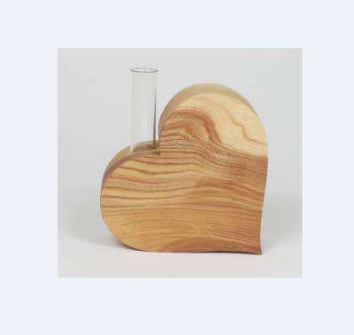 2026 HOT Sale wooden heart vase large heart planter flower vase with test tube