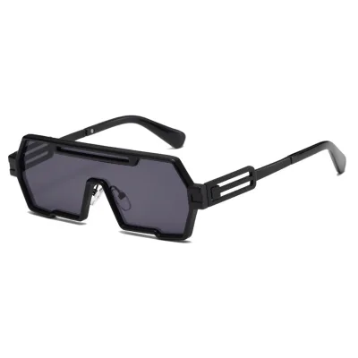 2024 Inspired Cyberpunk Glasses Metal Connected Large Frame Sunglasses Women's and Men's Universal UV protection New Model