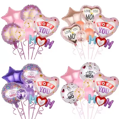 BONA Wholesale love You Mom Foil Balloon Set Heart Star Shape Ballons for Mother's Day Party Decoration