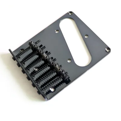 Black TL Guitar Bridge with Vintage Saddle Hard Tail String Through Body Steel Material China's Electric Guitar Parts Supplier