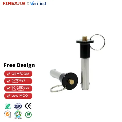 Shouldered Nitrided Steel Ball Lock Pin D Ring Button Type Quick Release Detent Locking Pin Custom Fastener