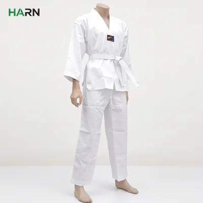 Aekwondo Dobok White Martial Arts Uniform Ribbed Fabric Training Suit for Club Custom Label Wholesale Sportswear