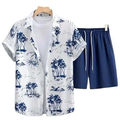 Wholesale 2-Piece Men's Summer Set Breathable 100% Polyester Oversize T-Shirt and Shorts Men's T-Shirt Short Set