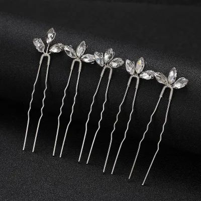 Simple Elegant Rhinestone Metal Hair Fork Alloy Crystal 5 Pcs in 1 Set Accessoire Femme Hair Accessories Set