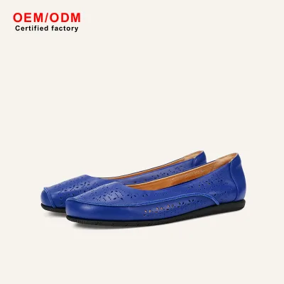 Women's Spring Summer Sandals Genuine Leather Cutout Flats Middle-Aged & Elderly Women Comfortable Non-Slip Soft-Soled Footwear