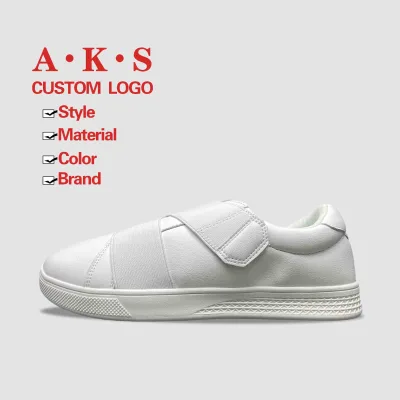 AKS Factory Wholesale British Style Comfortable Women Casual Loafers Shoe Pu Waterproof Low Price Stock White Walking Shoe Women