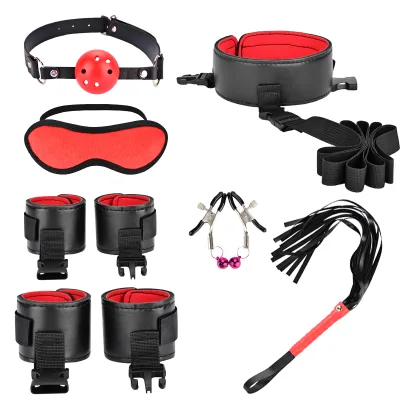Hot Sm Bondage 8Pcs Sex Toys Male Female Slave Restrictions Sexual Games Couple Fetish Bdsm Neck to Wrist Bondage Kit
