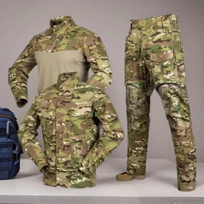 Three-Piece Casual Camouflage Training Suit Anti-Splashing Long AK Frog Tactical for Spring Autumn Hiking-Wholesale