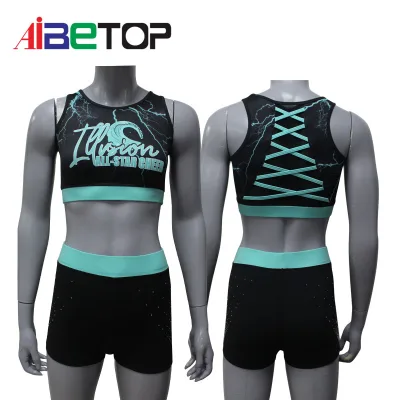Free Custom Varisty Strips Cheer Practice Wear  Cheer Bra and Shorts Sets Oem Custom Cheer Practice Sets
