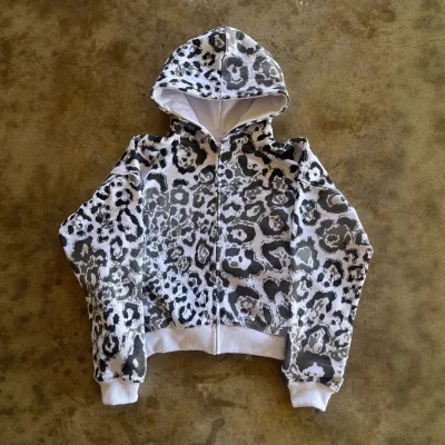 Custom 100% Cotton Logo-Printed Hooded Patterned Long-Sleeve Sweatshirt Jacket Cross-Border Unisex Pants Set