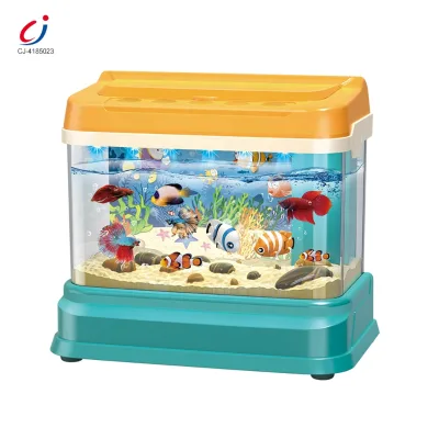 Chengji New Arrival Pretend Play Simulation Aquarium Game Set Lighting Music Fishing tank Toys for Kids