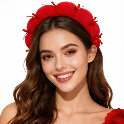 Cloud Spa Headband With Detachable Satin Bow Towel Cloth Padded High Cranial Top Hair Hoop for Women Face Skincare Daily Decor