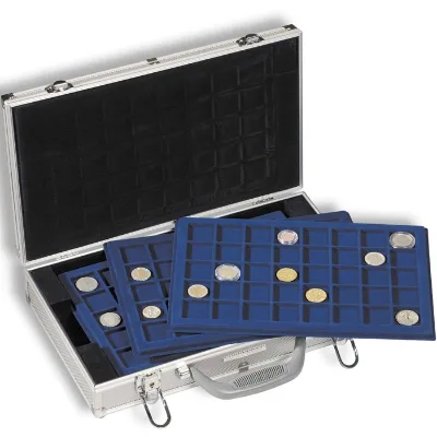 Premium Aluminium Coin Collectors Storage Case With 6 Trays Lockable Coin Collection Box