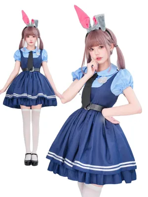 Halloween Kids Girls Bunny Rabbit Animal Career Uniform Costume Cosplay Stage Performance Carnival Party Fancy Dress Outfit Set