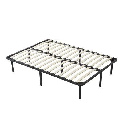 Modern Style King Queen Size Platform Double Bed KD Assembly Mattress Foundation Set Metal Steel Construction Hotel Warehouse