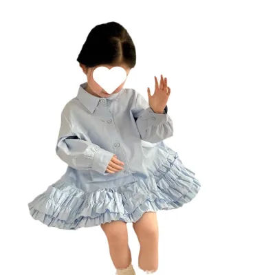 2025 Spring Summer Collection Trendy Ball Gown Princess Dress for Baby Girls Long Sleeve Sweet Lace Shirt Dress for Children