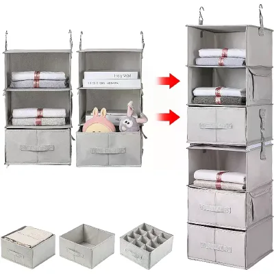 4 Shelf Hanging Closet Organizer With 4 Drawer Organizers Baby Nursery Closet Diaper Caddy Organizer Slotted Storage Baskets
