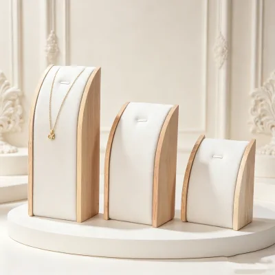 Ele Queen Creative Solid Wood Arc-Shaped Pendant Necklace Display Stand Jewelry Container Props Model Eq0034