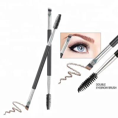 Double Head Angled Eyebrow Brush Black Eyebrow Makeup Brush Wholesale