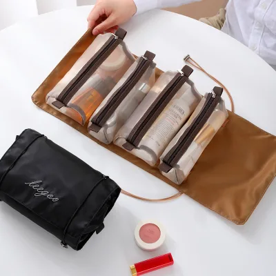 Four-in-One Portable Makeup and Cleaning Travel Bag Large Capacity Detachable Toileting Storage for Bathroom Living Room