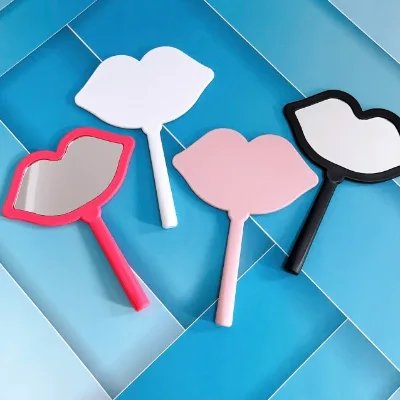 Wholesale Lip Shape Makeup Mirror Handheld Pocket Eyelash Extension Mirror Factory Direct Lip Shaped Mirror
