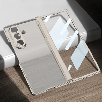 Magnetic Transparent Frosted Phone Case for Z Fold7/Z Flip7 Shockproof with Skin Feel & Protective Hinges Mobile Phone Cover