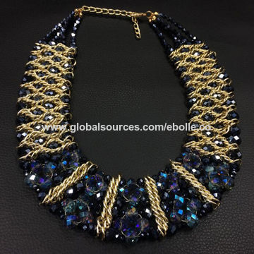 Luxurious Handmade Crystal Beaded Choker Necklace, Multilayer Designs