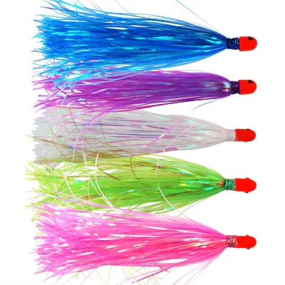 Flash Shiner Lead Head Fishing Jig Teaser Tail Fishing Flash Skirts Hair Baits Artificial Hard Bait